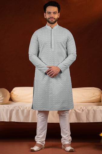 Grey chikankari kurta pajama
