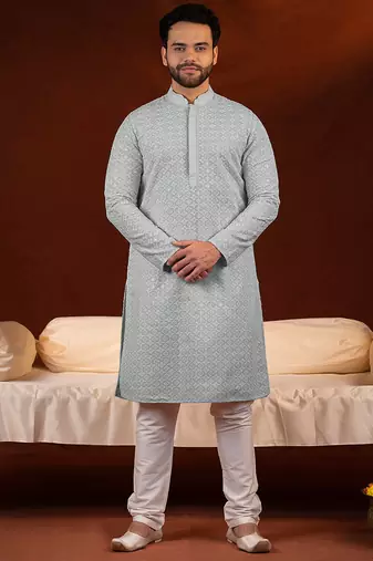 Grey chikankari kurta pajama