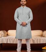 Grey chikankari kurta pajama