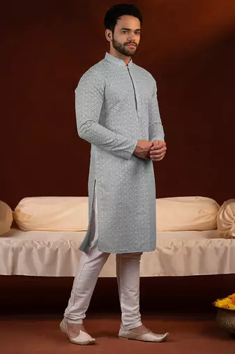 Grey chikankari kurta pajama