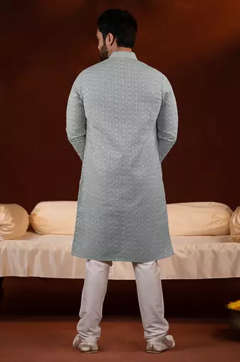 Grey chikankari kurta pajama