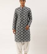 Grey gota embroidery kurta pajama
