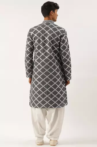Grey gota embroidery kurta pajama