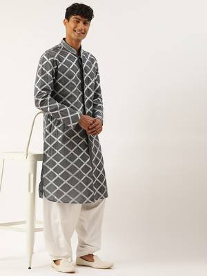 Grey gota embroidery kurta pajama 4
