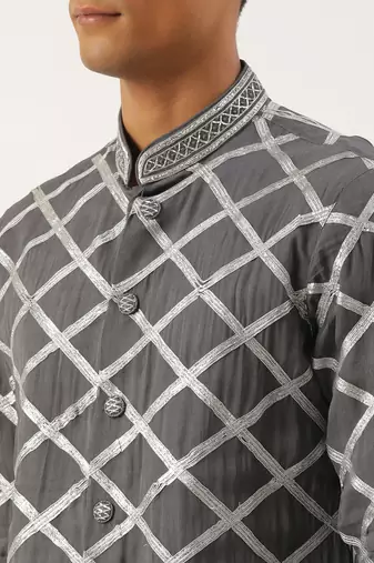Grey gota embroidery kurta pajama