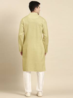 Greenish beige twill weave cotton kurta  set 2