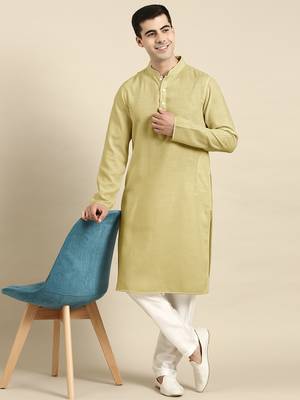 Greenish beige twill weave cotton kurta  set 4