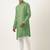 Olive green asymmetrical cotton kurta pajama