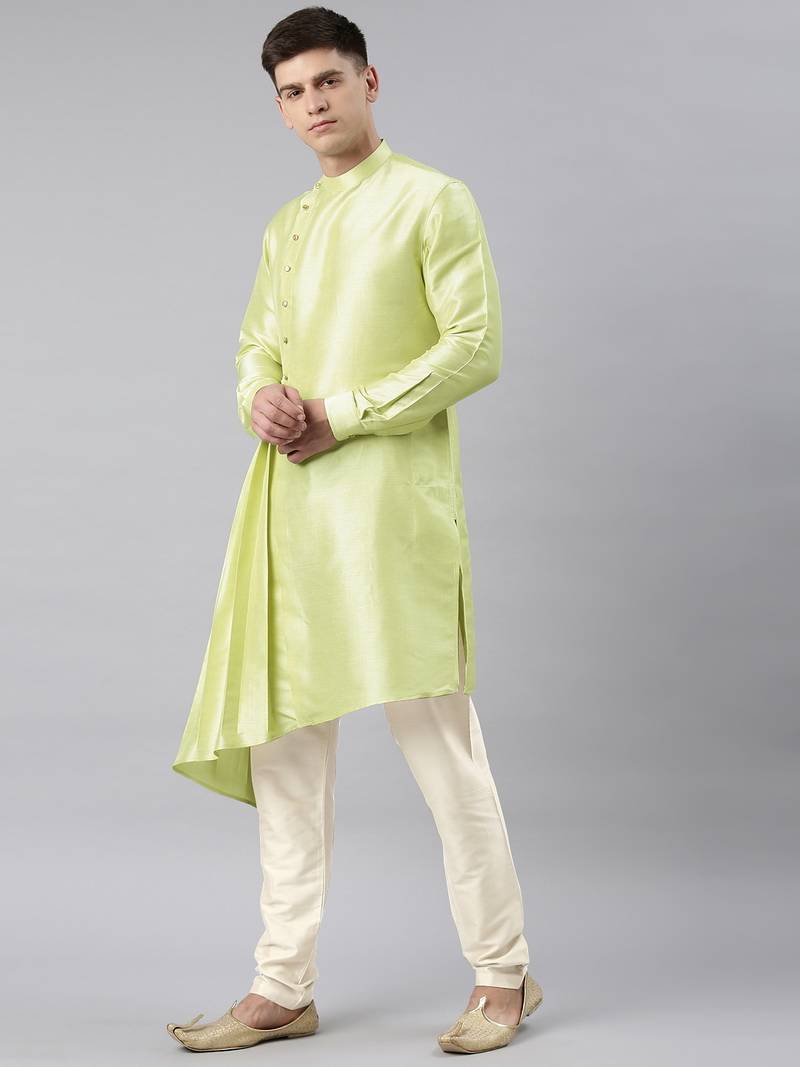 Parrot green drape kurta