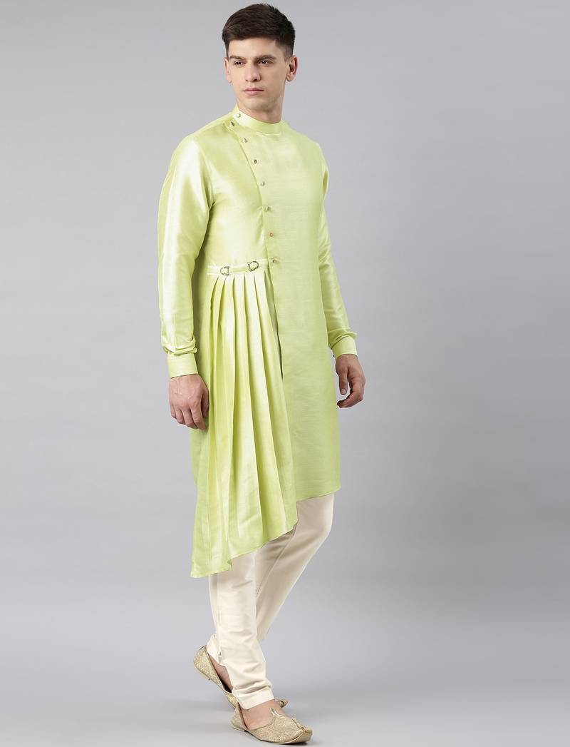 Parrot green drape kurta