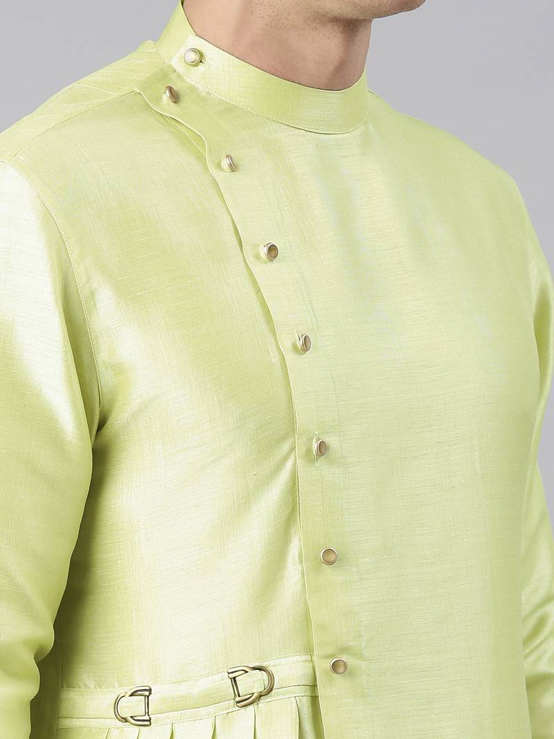 Parrot green drape kurta
