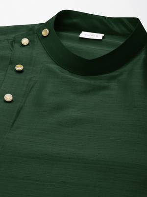 Bottle green drape kurta pajama 1