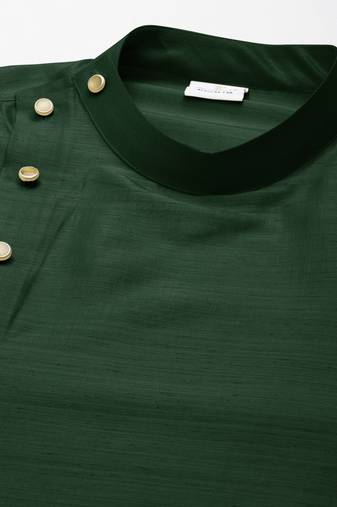 Bottle green drape kurta pajama