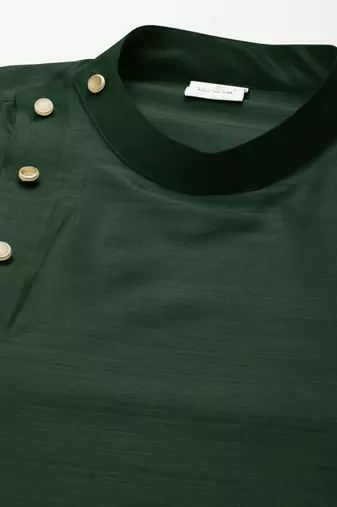 Bottle green drape kurta pajama