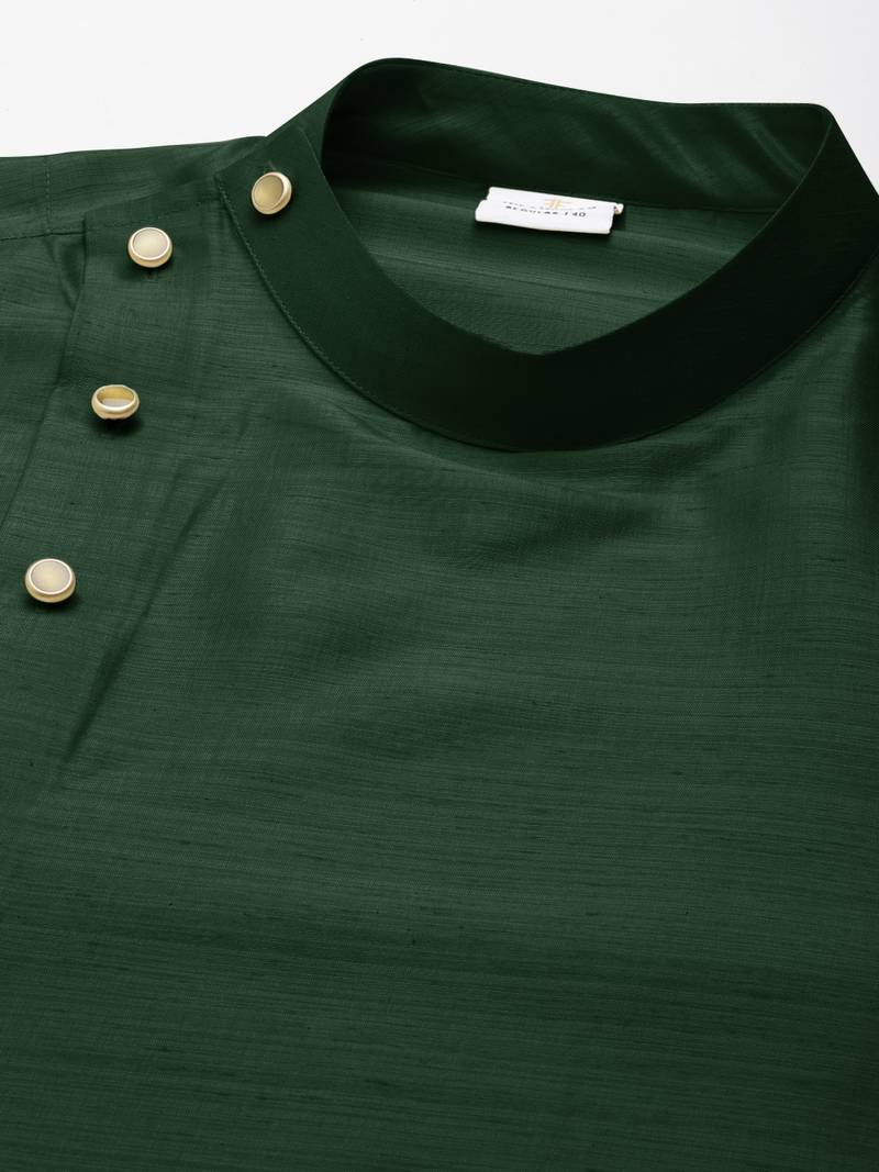 Bottle green drape kurta pajama