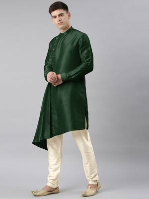 Bottle green drape kurta pajama 2