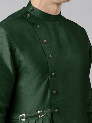 Bottle green drape kurta pajama 5
