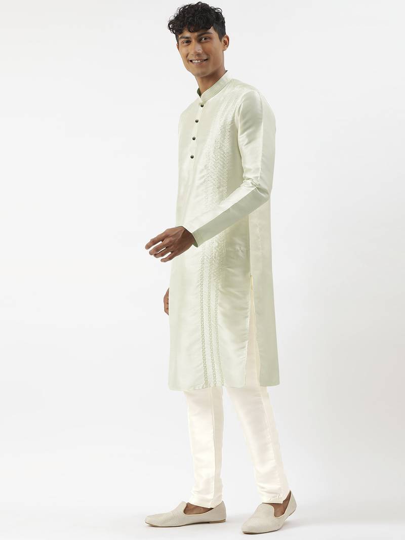 Light green embroidered kurta pajama