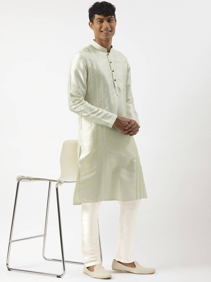 Light green embroidered kurta pajama