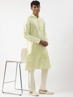 Light green embroidered kurta pajama 5