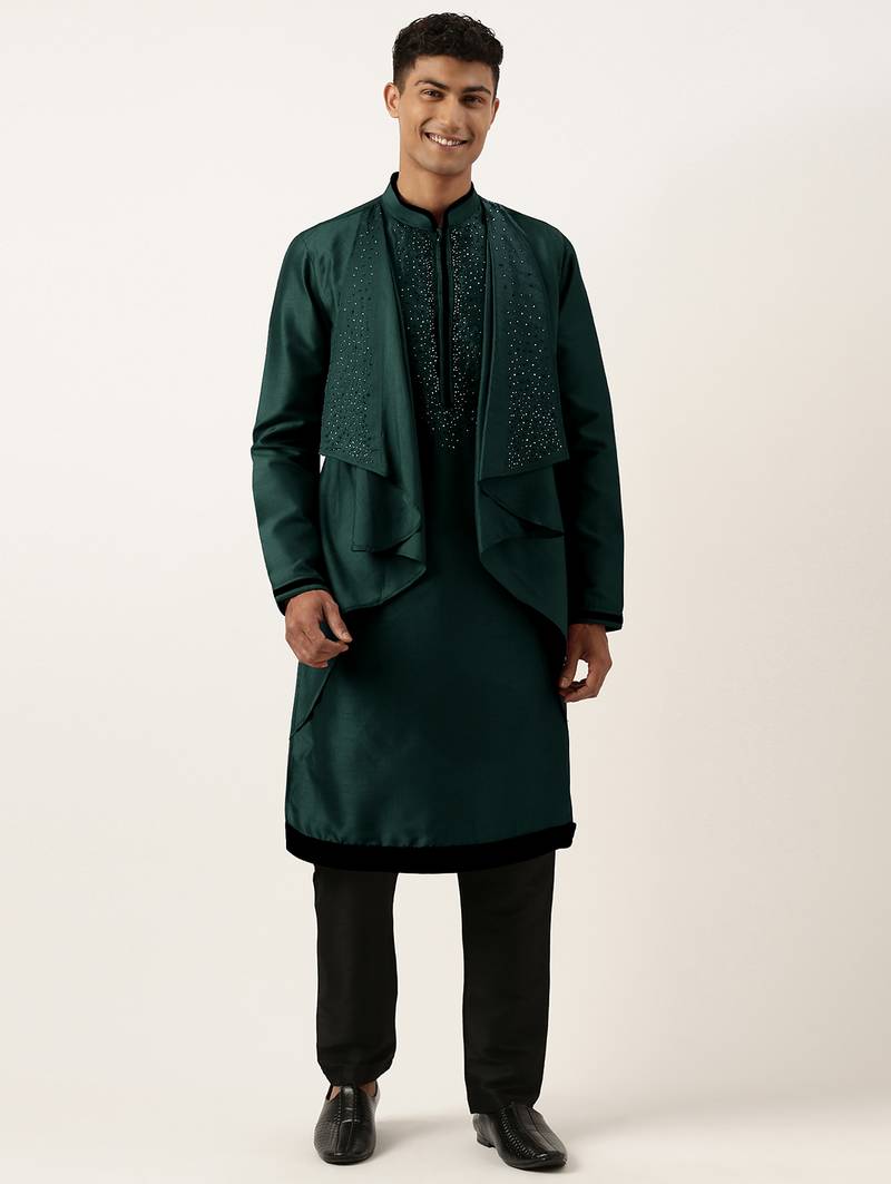 Green ombre layered kurta pajama