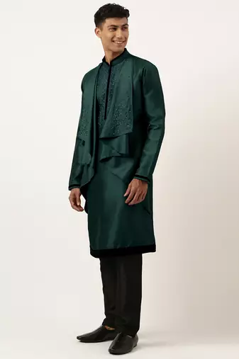 Green ombre layered kurta pajama