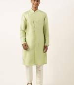 Parrot green embroidery angrakha kurta pajama