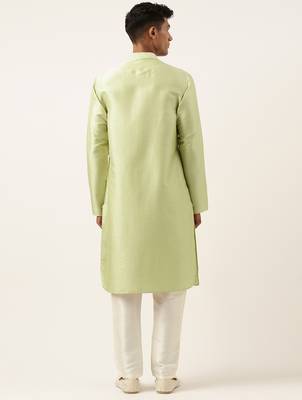 Parrot green embroidery angrakha kurta pajama 4