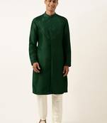 Green embroidery angrakha kurta pajama