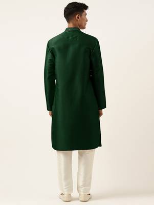 Green embroidery angrakha kurta pajama 5