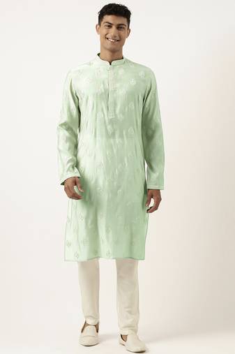 Light green embroidered kurta pajama