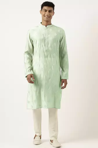 Light green embroidered kurta pajama