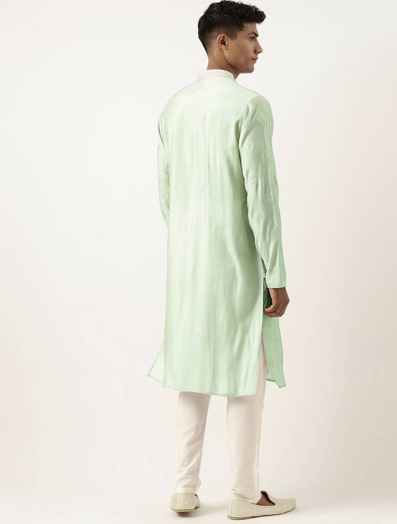 Light green embroidered kurta pajama
