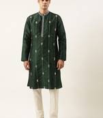 Green silk gota embroidered kurta pajama
