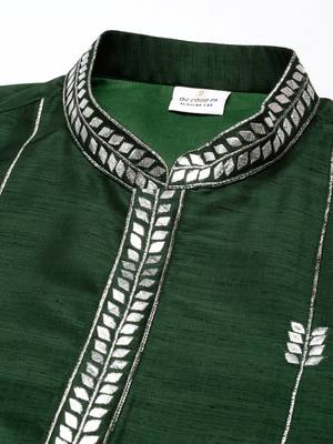 Green silk gota embroidered kurta pajama 2