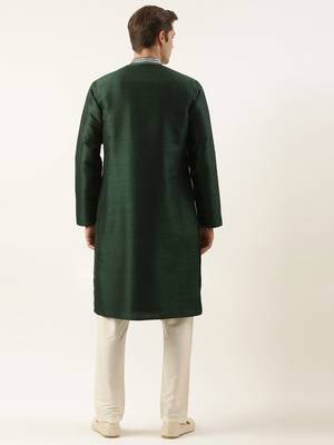 Green silk gota embroidered kurta pajama 5