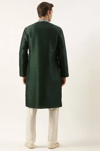 Green silk gota embroidered kurta pajama