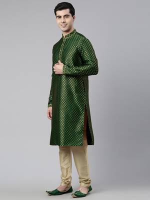 Green banarasi fesive kurta pajama 1