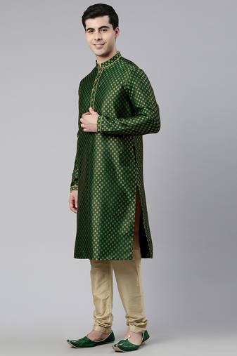 Green banarasi fesive kurta pajama