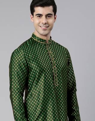 Green banarasi fesive kurta pajama 3