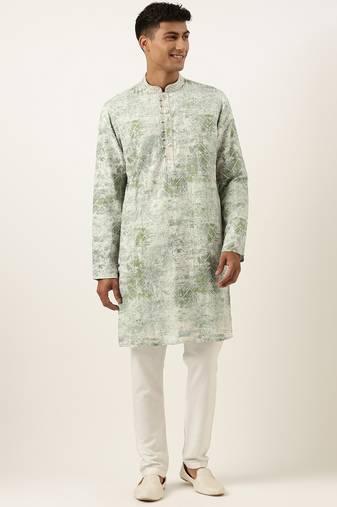 Green sequin embroidery kurta pajama