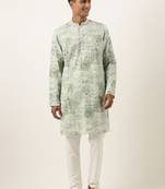 Green sequin embroidery kurta pajama