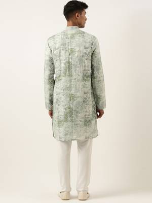Green sequin embroidery kurta pajama 4