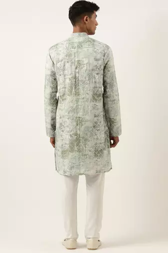 Green sequin embroidery kurta pajama