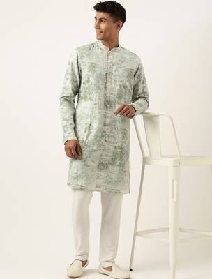 Green sequin embroidery kurta pajama 5