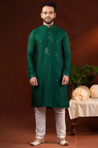 Olive green embroidery kurta pajama
