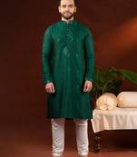 Olive green embroidery kurta pajama