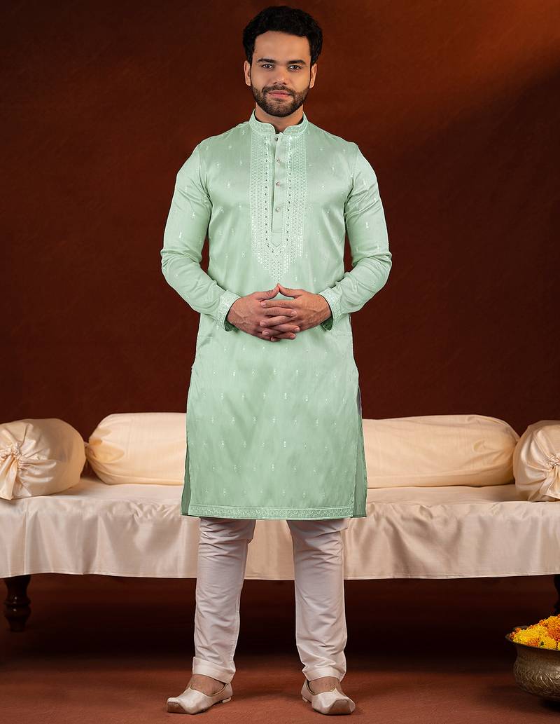 Green embroidery kurta pajama