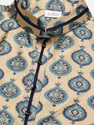 Printed gold cotton kurta pajama 2