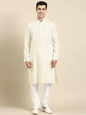 Cream twill weave cotton kurta  set 1